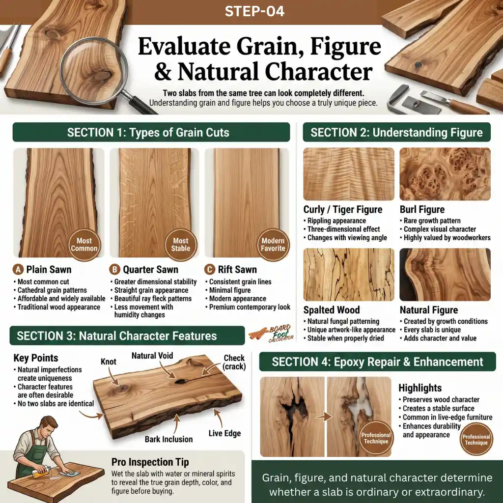 Step 4 Evaluate Grain, Figure, and Natural Character