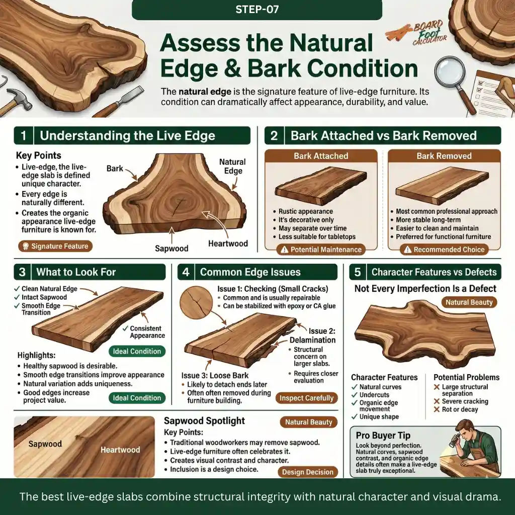 Step 7 Assess the Natural Edge and Bark Condition